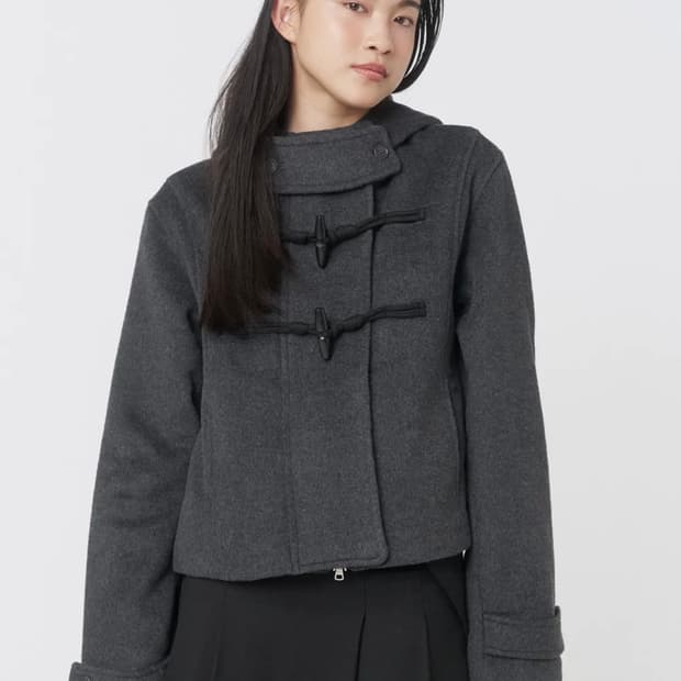 미세키서울 더플 후디 숏코트 차콜