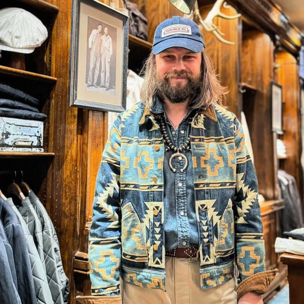 RRL 더블알일 자카드 데님 트러커 자켓