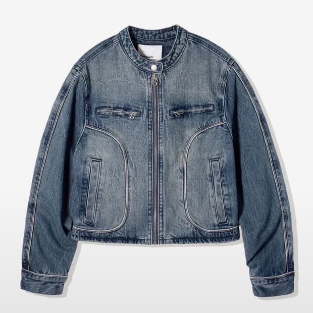 🏍코드그라피 크롭 데님 바이커자켓🏍