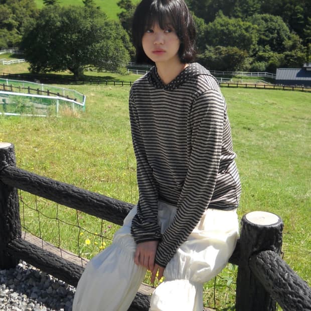 페스토 도트 스트라이프 후디 다크문 pesto stripe dot