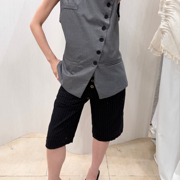 Cross-Button Tailored Vest