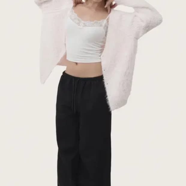 클리시어 슈가플럼 헤어리가디건 핑크