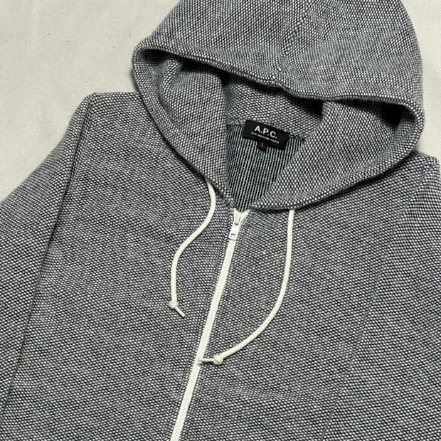 L A.P.C 그레이 컬러 니트 후드 집업