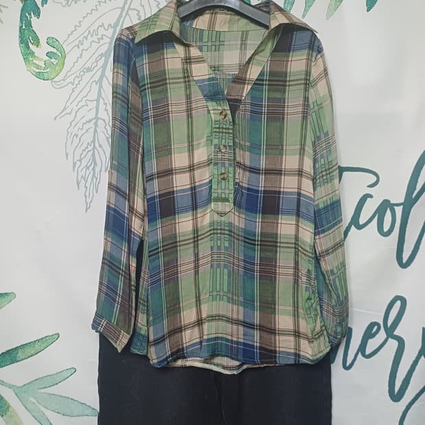 스카프원단 체크 남방