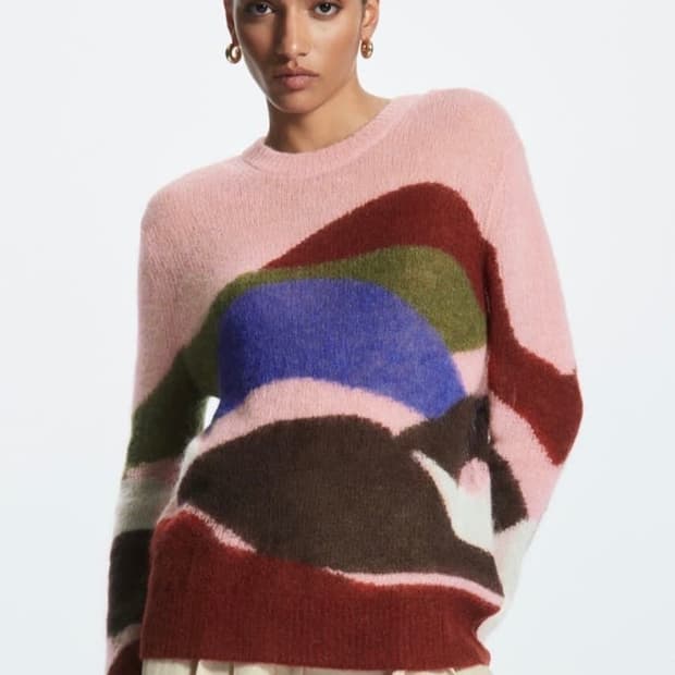 코스 레귤러핏 프린티드 긴팔 모헤어 니트