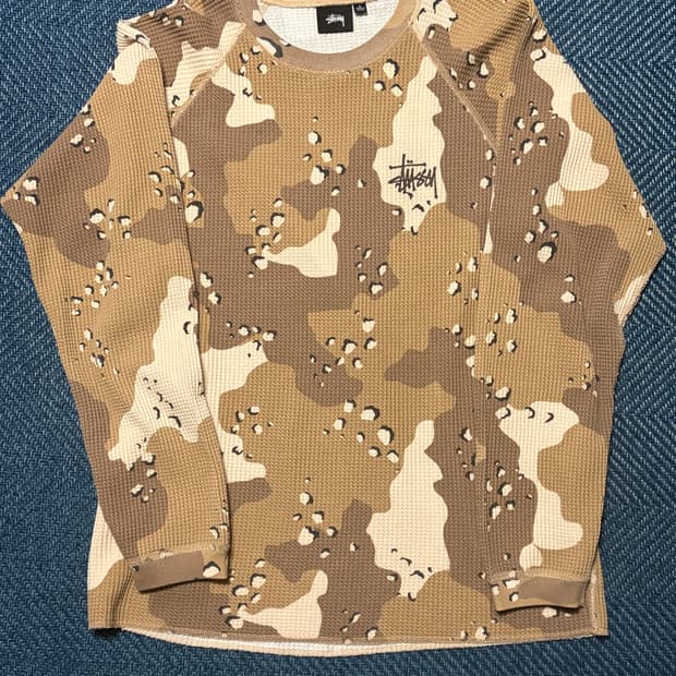 스투시 래글런 써멀 롱슬리브 크루 데저트 카모