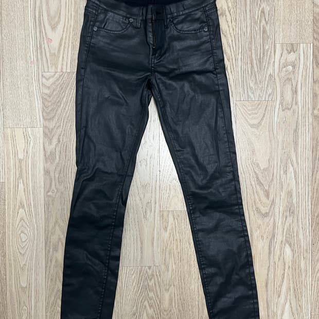 블랙 스키니 코팅진