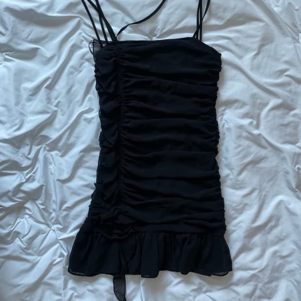 ZARA 자라 블랙 나시 셔링 미니원피스