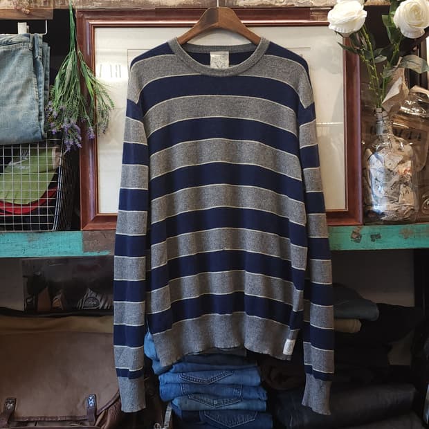 90s 폴로 캐시미어 니트 클래식 니트 스트라이프 패턴 XL