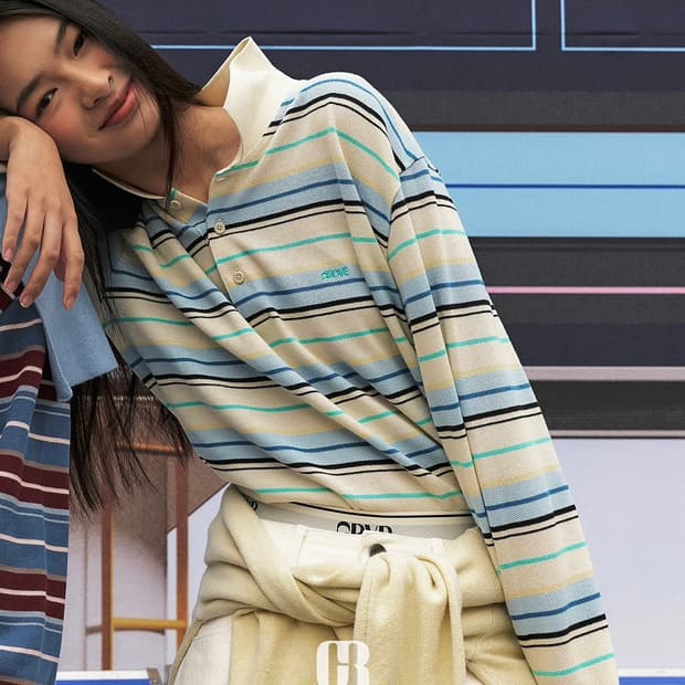 grove 그로브스트라이프 티셔츠 옐로우 여성 Free