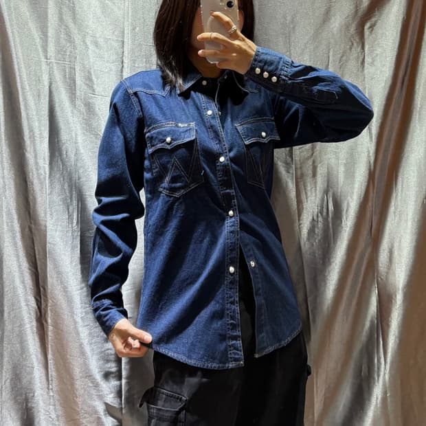 M Wrangler 랭글러 투포켓 웨스턴 생지 데님셔츠