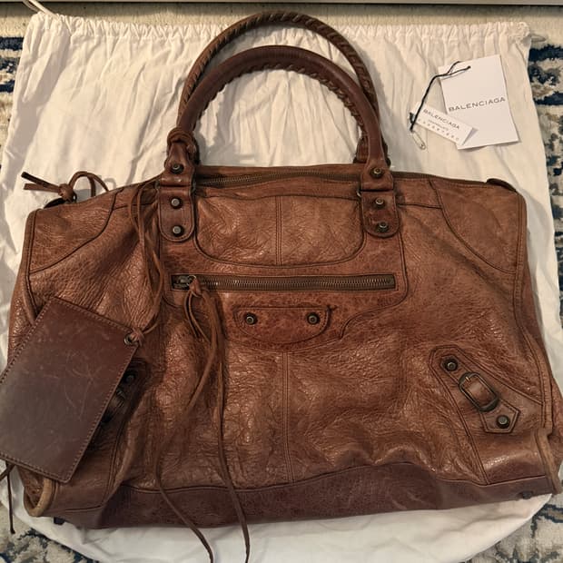 발렌시아가 시티백 라지 브라운