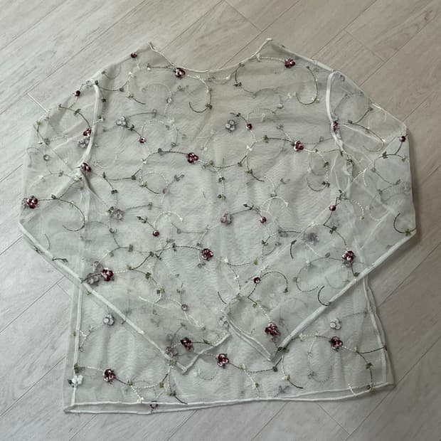 VTG 시스루 꽃무늬 블라우스