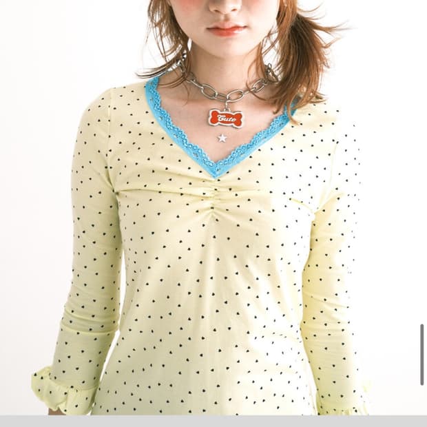 샵페어리 미니 하트 레이스탑 레몬