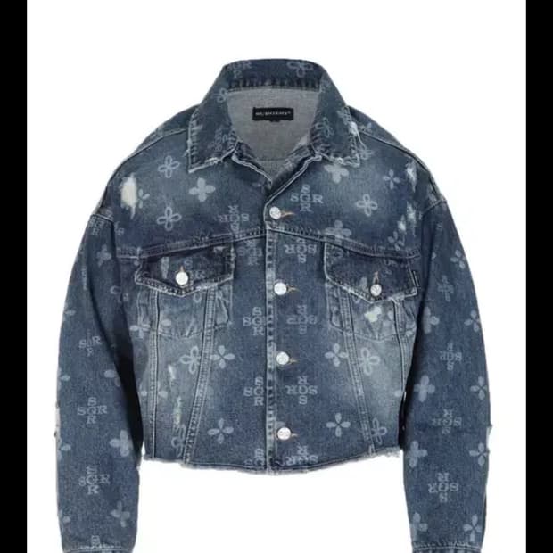 써저리 모노그램 클로버 트러커 데님 자켓 블루