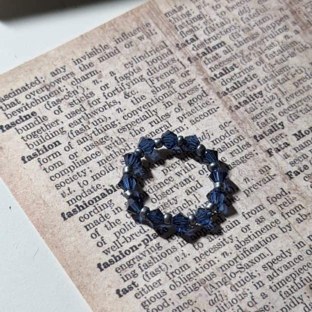Navy Beaded Ring