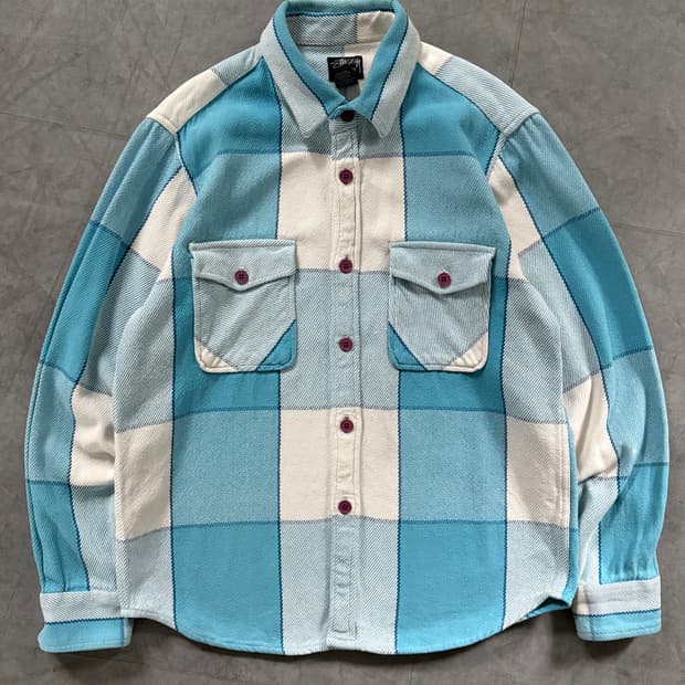 Stussy 스투시 스카이블루 코튼 셔츠