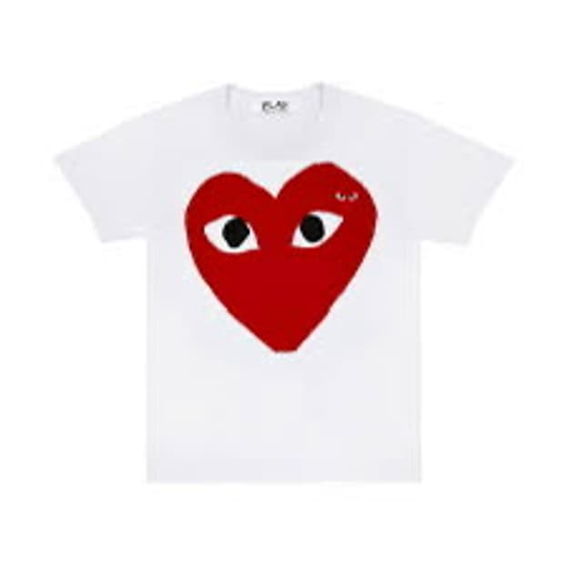 (W) 플레이 꼼데가르송 레드 더블 하트 티셔츠 화이트