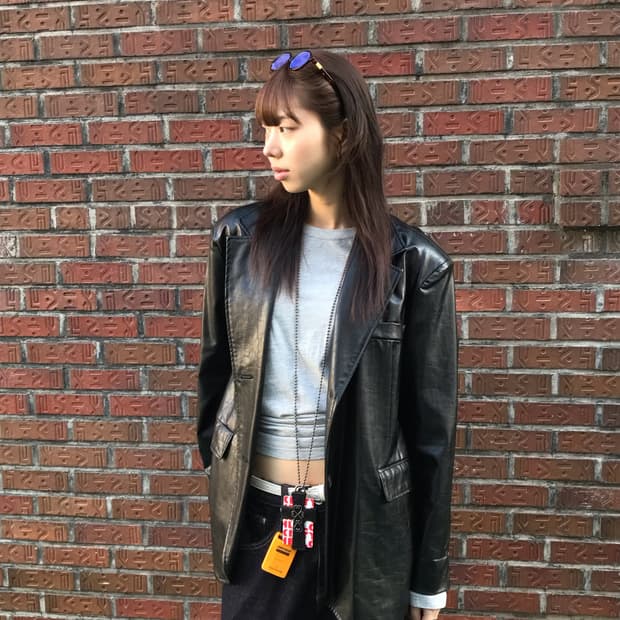 블랙 레더 블레이저