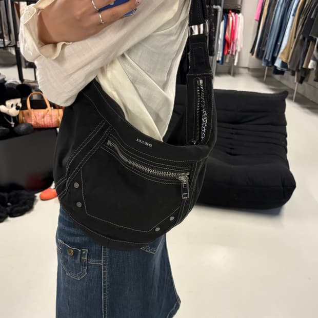 DIESEL cotton stitch shoulder bag