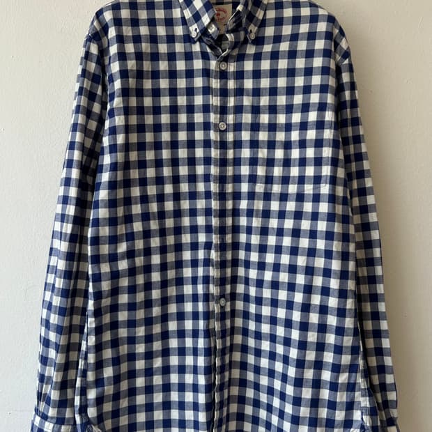 브룩스브라더스 네이비 체크 코튼긴팔셔츠
