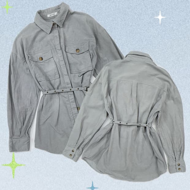 🩵에고이스트 스카이 블루 골덴 코듀로이 벨트 셔츠 🩵 베이직 아우터 