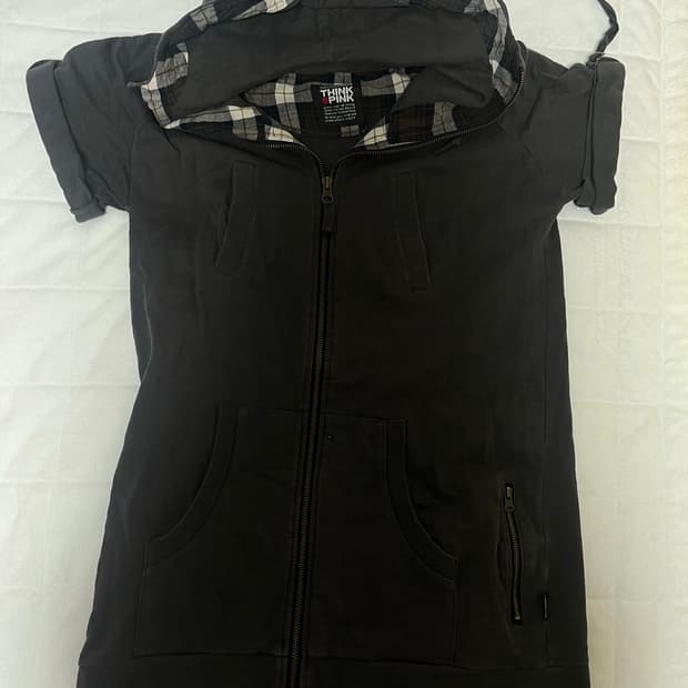 THINK PINK 체크 반팔 후디 갸루 엑시즈팜 트랄라라