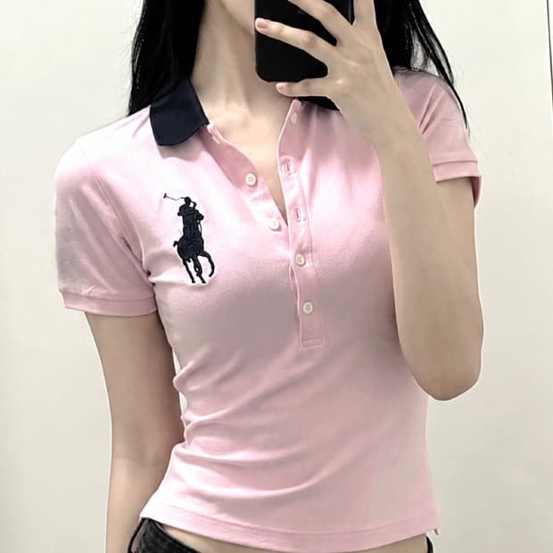 폴로 빅포니 연핑크 카라 반팔