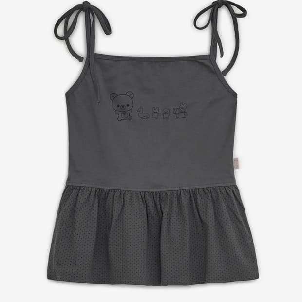 허그유어스킨 베이비돌 코리락쿠마 나시 슬리브리스 차콜