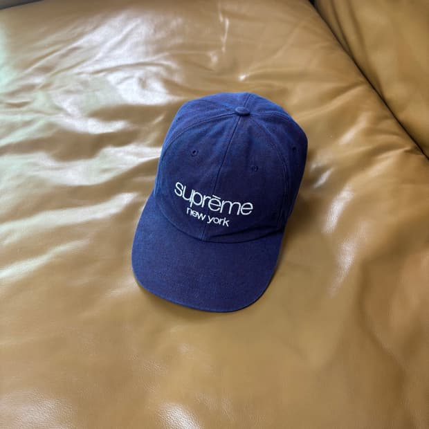 Supreme 슈프림 클래식 로고 캔버스 워시 퍼플 6패널 볼캡 모자