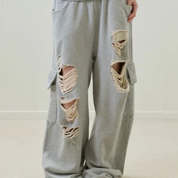 러브이즈트루 데미지 팬츠 그레이