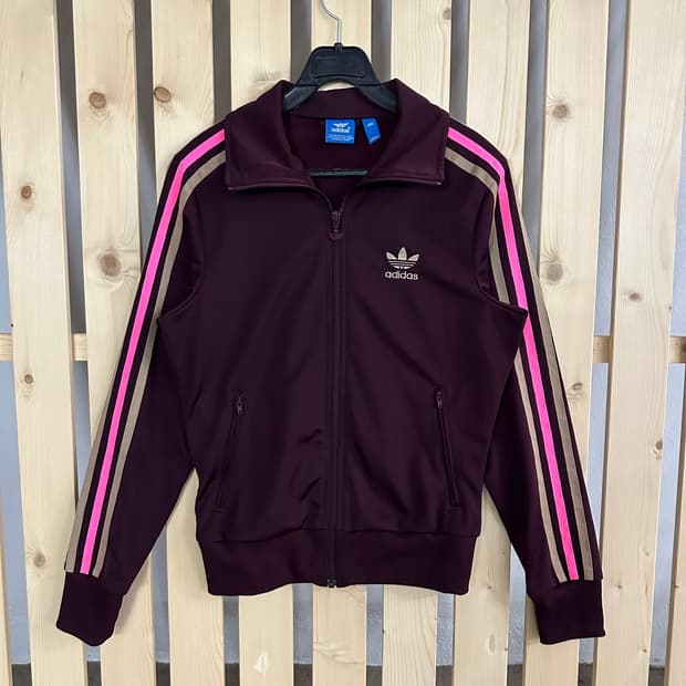 (S) 아디다스 파이어버드 빅로고 버건디 져지 트랙탑