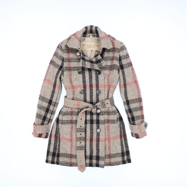 UK6 버버리 브릿 노바체크 벨티드 울 코트 N7347