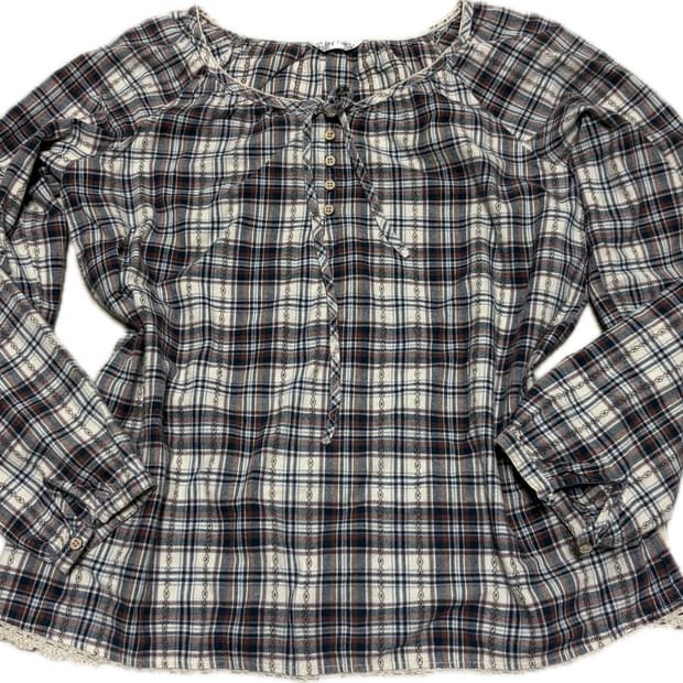 빈티지 모리 체크 블라우스