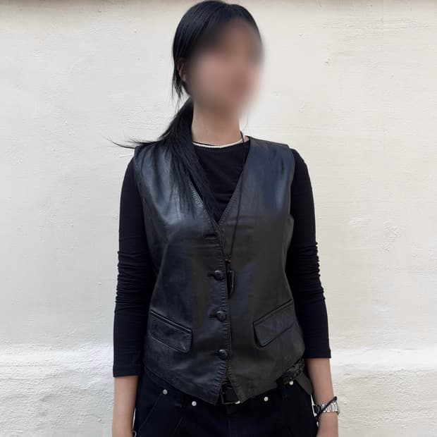 Button up leather vest