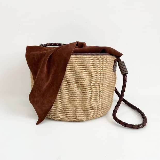 Straw Basket & Leather 숄더백