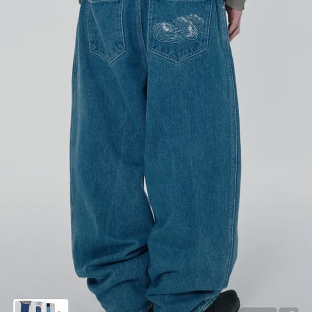 스웨이드 포켓 데님 블루