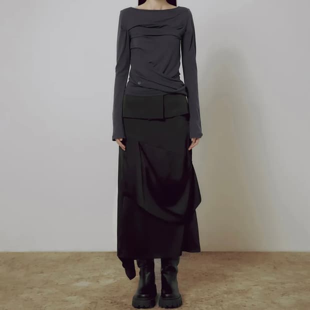 플레어업 2.Drape layered maxi skirt