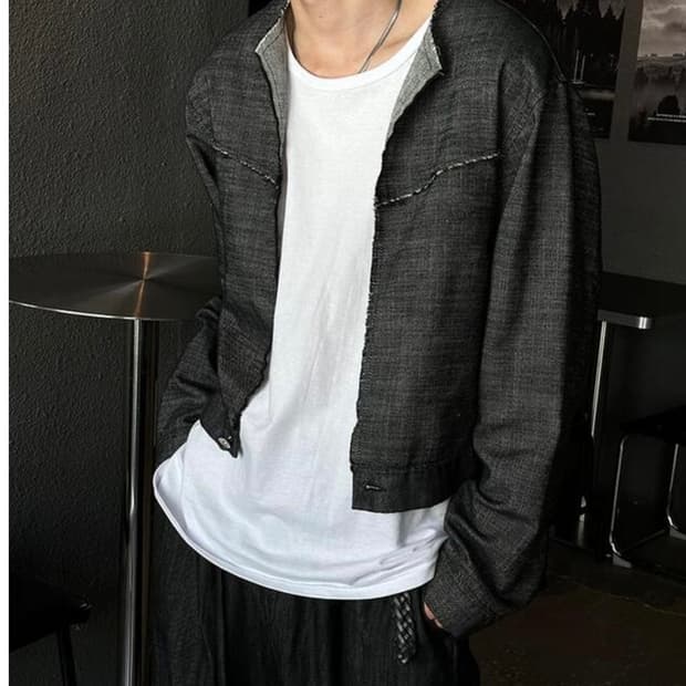 Linen cutting crop jacket