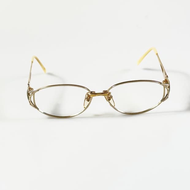 90s P.S.C 골드 오벌 메탈 슬림 프레임 빈티지 안경