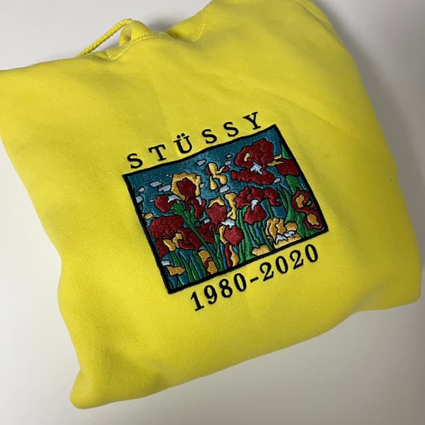 스투시 아이리스 자수 후드티 S