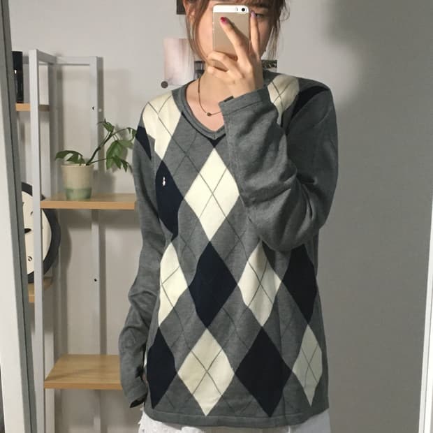 HUSH PUPPIES gray 아가일 니트