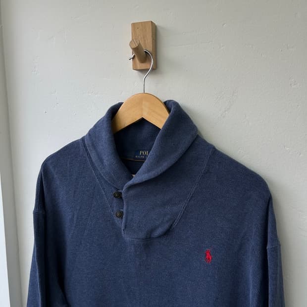 16041 - 폴로 랄프로렌 블루 하프 니트