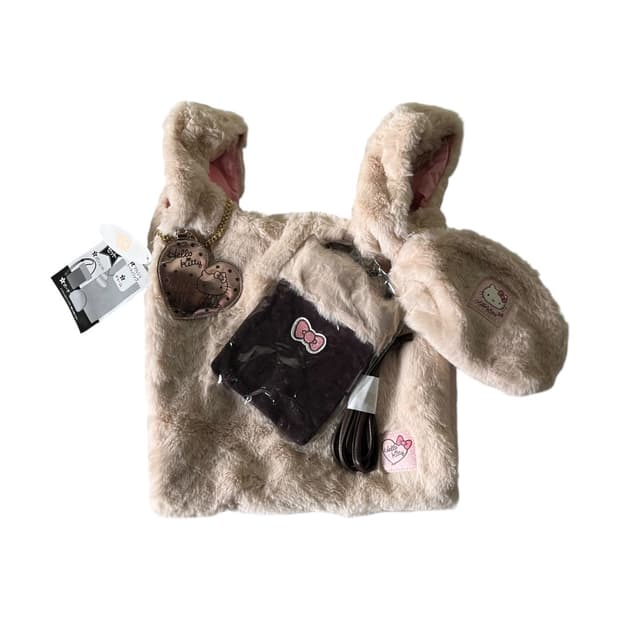 [Hello Kitty] 헬로키티 퍼 토트백 풀구성 (새상품)