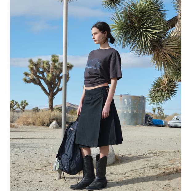 로우클래식 Washed Cotton Pleats Wrap Skirt