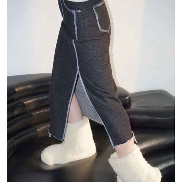 김아홉 스티치 롱스커트