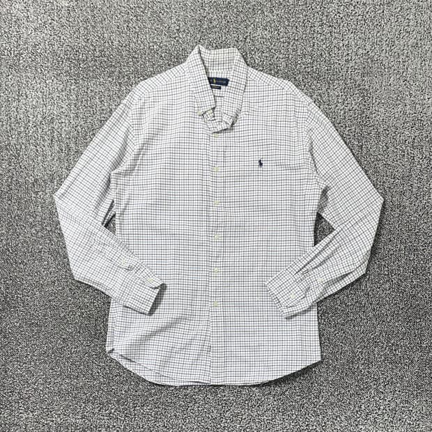 빈티지9. 폴로랄프로렌 체크 패턴 커스텀핏 셔츠 블루 화이트