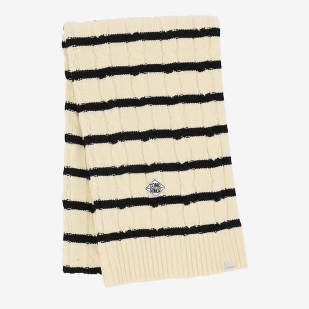 꼬모니노즈 스트라이프 머플러 (아이보리)