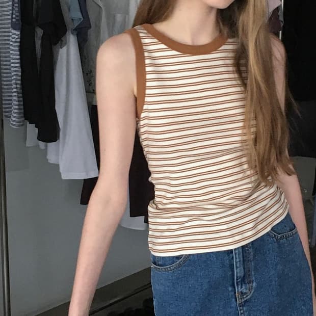 브렌다브렌든서울 ringer sleeveless - brown