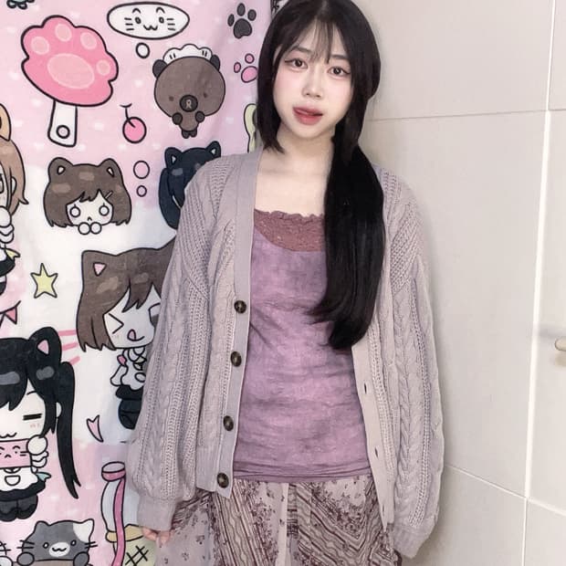 보라색 뮤트 빈티지 모리걸 세트 mori set